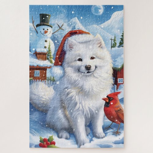 American Eskimo Dog Winter Wonderland Christmas  Jigsaw Puzzle