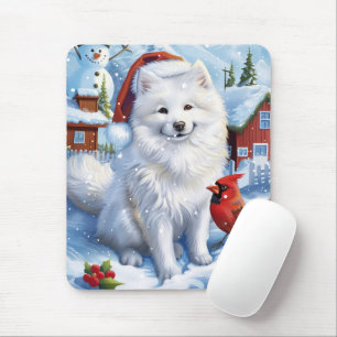 American Eskimo Dog Winter Wonderland Christmas Mouse Pad