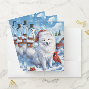 American Eskimo Dog Winter Wonderland Christmas  Pocket Folder