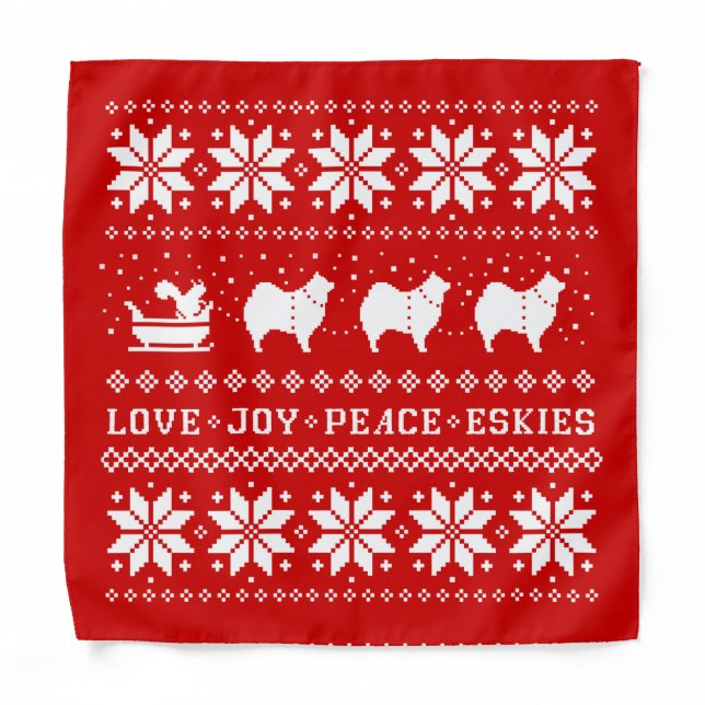 American Eskimo Dogs Christmas Eskie Holiday Bandana (Front)