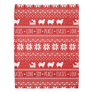American Eskimo Dogs Christmas Eskie Holiday Duvet Cover