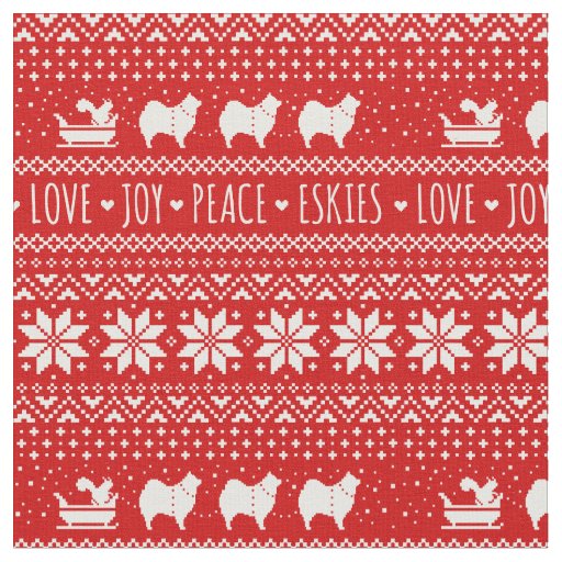 American Eskimo Dogs Christmas Eskie Holiday Fabric