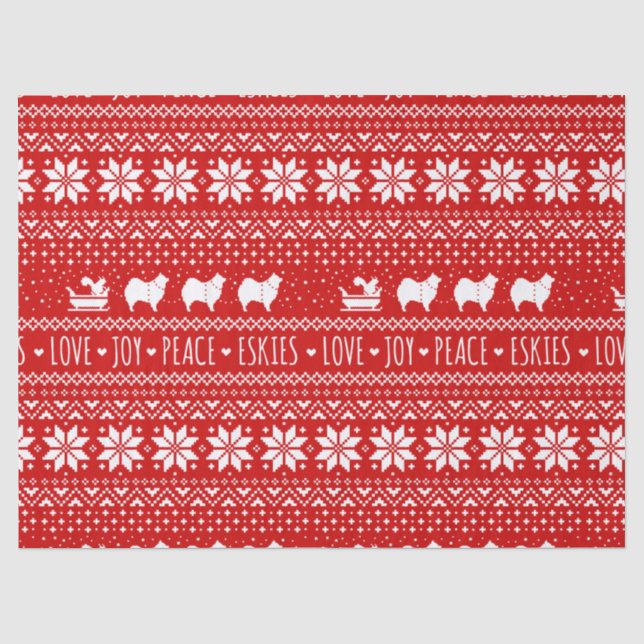 American Eskimo Dogs Christmas Eskies Holiday Tissue Paper (Front)