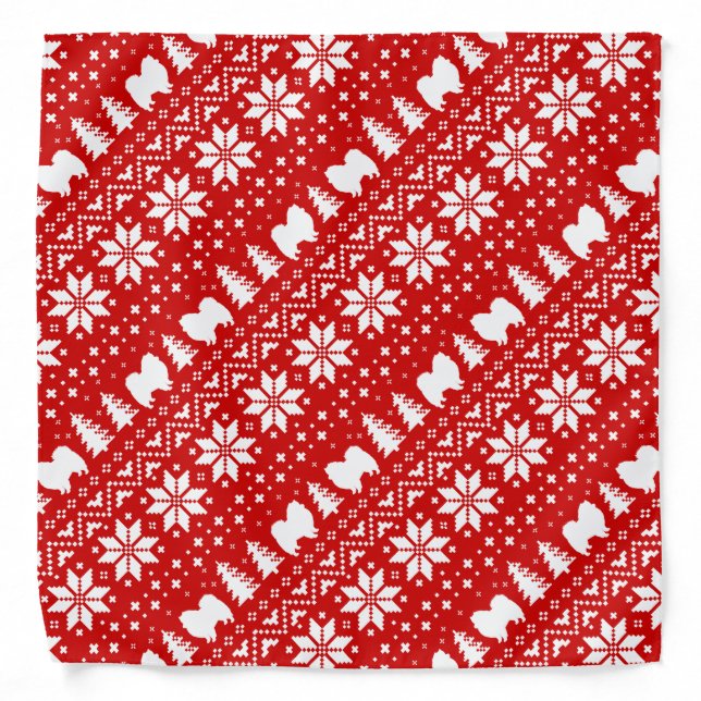 American Eskimo Dogs Christmas Sweater Pattern Red Bandana (Front)