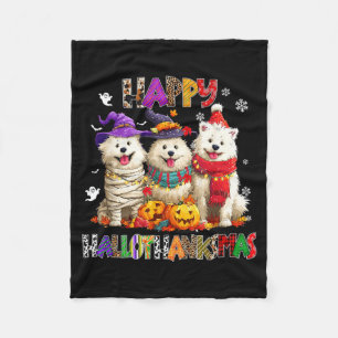 American Eskimo Dogs Christmas Xmas Men Women Kids Fleece Blanket