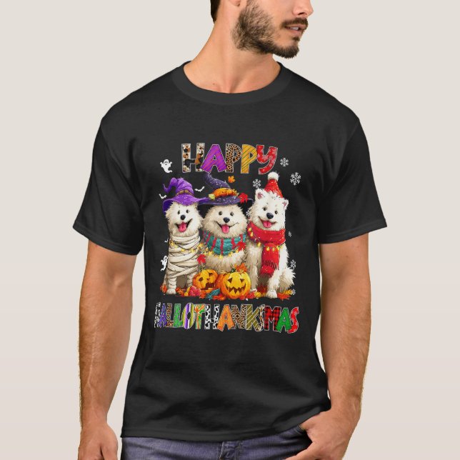 American Eskimo Dogs Christmas Xmas Men Women Kids T-Shirt (Front)