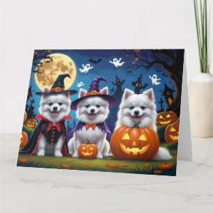 American Eskimo Dogs Pumpkin Halloween Funny Card