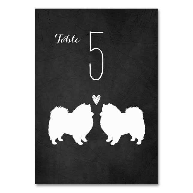 American Eskimo Dogs Wedding Reception Table Number (Front)