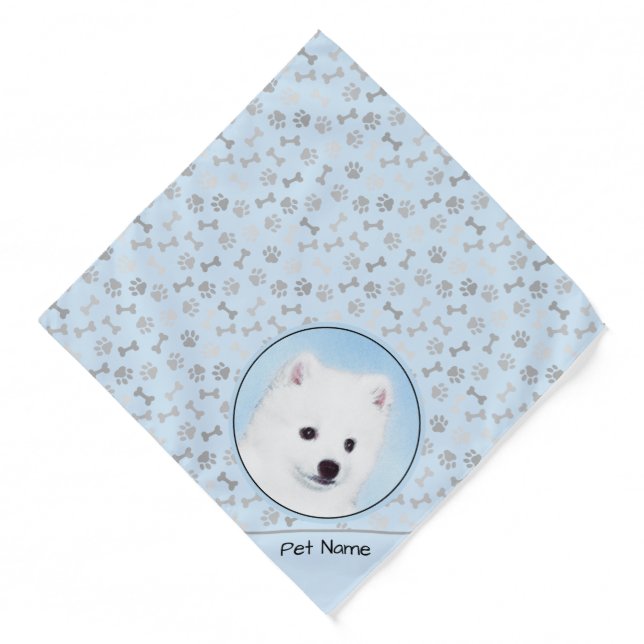 American Eskimo Eskie Puppy Painting Cute Dog Art  Bandana (Front)