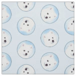 American Eskimo Eskie Puppy Painting Cute Dog Art  Fabric