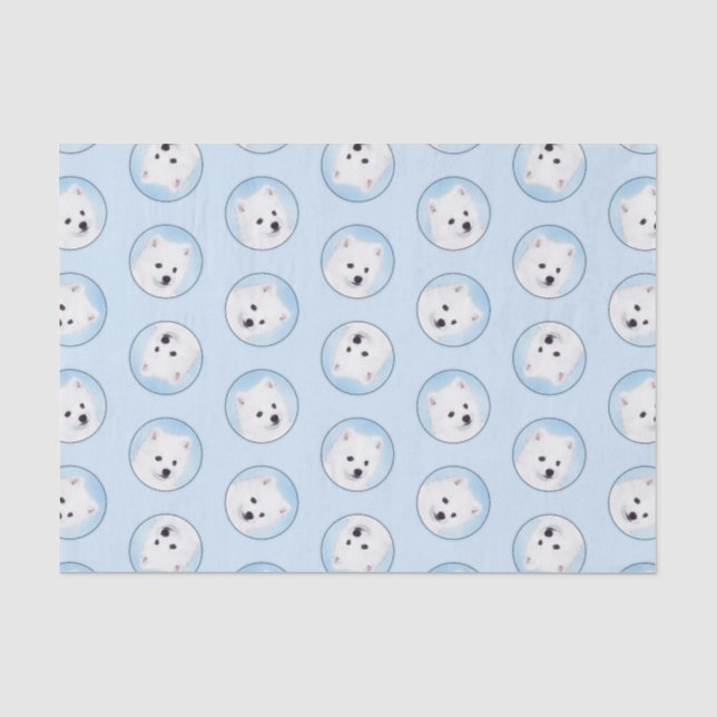 American Eskimo Eskie Puppy Painting Cute Dog Art  Tissue Paper (Front)