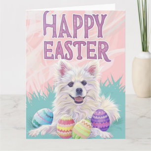 American Eskimo Foxhound Happy Easter Card