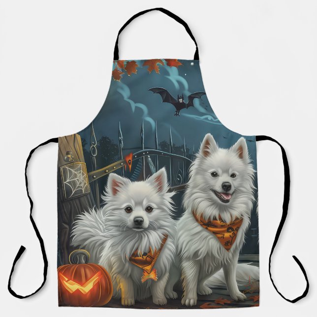 American Eskimo Halloween Spooky  Apron (Front)