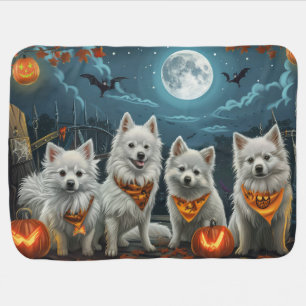 American Eskimo Halloween Spooky  Baby Blanket
