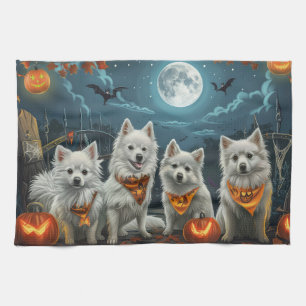 American Eskimo Halloween Spooky  Kitchen Towel