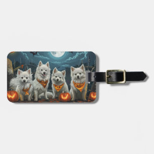 American Eskimo Halloween Spooky Luggage Tag