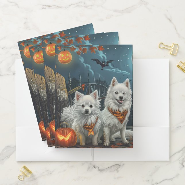 American Eskimo Halloween Spooky  Pocket Folder (In Situ)