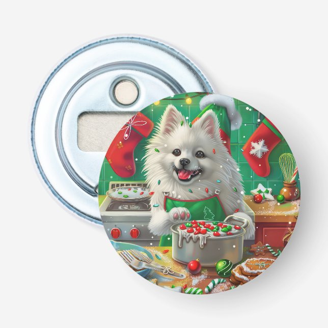 American Eskimo Holiday Baking: Festive Christmas Bottle Opener (Front)