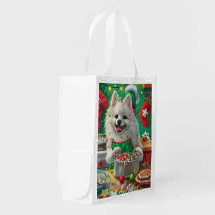 American Eskimo Holiday Baking: Festive Christmas Grocery Bag