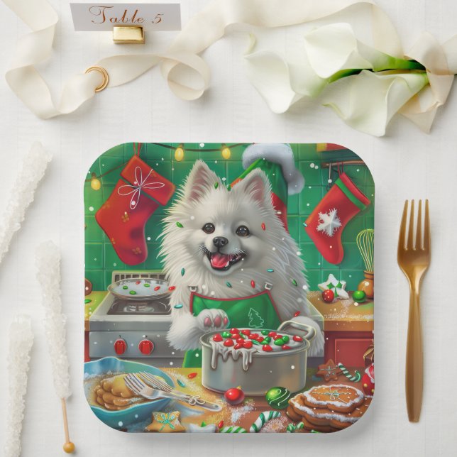 American Eskimo Holiday Baking: Festive Christmas Paper Plates (Wedding)