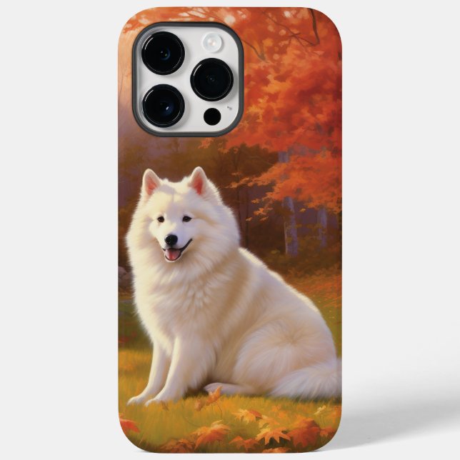 American Eskimo in Autumn Leaves Fall Inspired Case-Mate iPhone Case (Back)