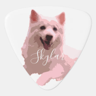 American Eskimo/Japanese Spitz Salmon Guitar Pick