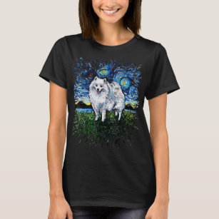 American Eskimo Japanese Spitz Starry Night Dog Ar T-Shirt