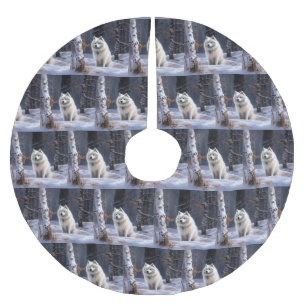 American Eskimo Let It Snow Christmas Brushed Polyester Tree Skirt