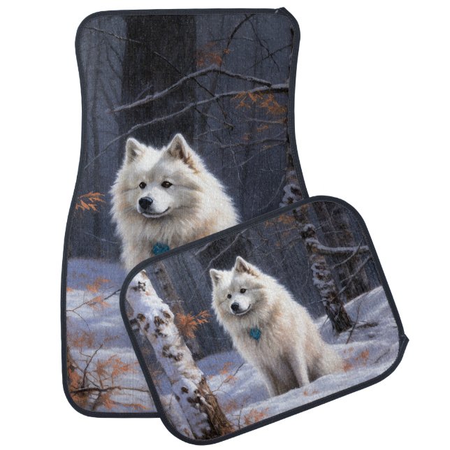 American Eskimo Let It Snow Christmas  Car Floor Mat (Set)