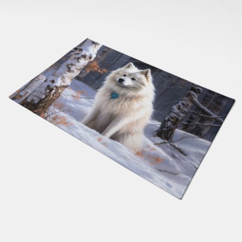 American Eskimo Let It Snow Christmas  Doormat