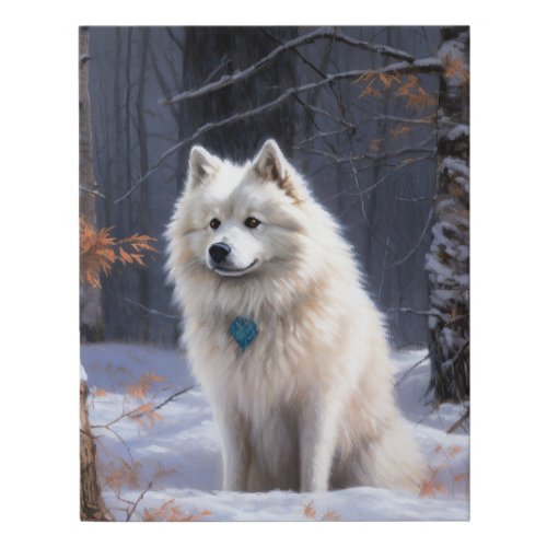 American Eskimo Let It Snow Christmas  Faux Canvas Print