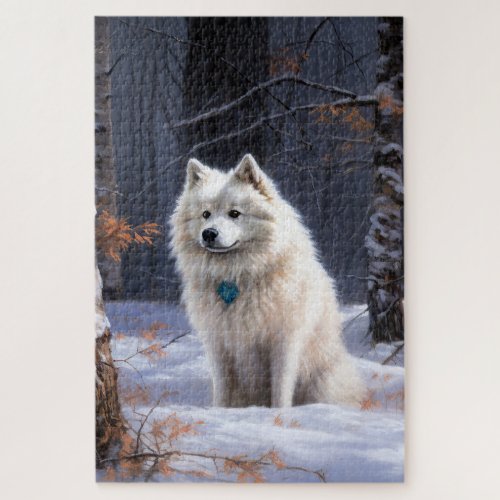 American Eskimo Let It Snow Christmas  Jigsaw Puzzle