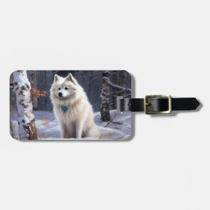 American Eskimo Let It Snow Christmas Luggage Tag