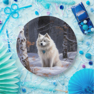 American Eskimo Let It Snow Christmas  Paper Plates