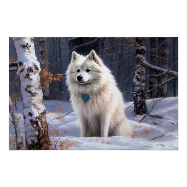 American Eskimo Let It Snow Christmas  Poster (Front)