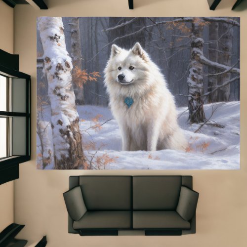 American Eskimo Let It Snow Christmas Rug