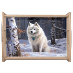 American Eskimo Let It Snow Christmas Serving Tray