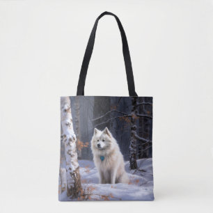American Eskimo Let It Snow Christmas Tote Bag