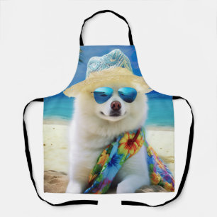 American Eskimo on Beach,summer gift for dog lover Apron