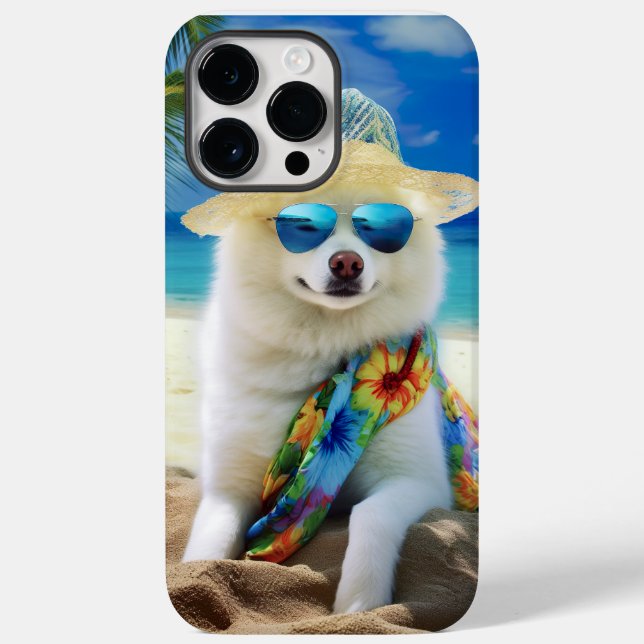 American Eskimo on Beach,summer gift for dog lover Case-Mate iPhone Case (Back)