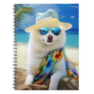 American Eskimo on Beach,summer gift for dog lover Notebook