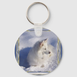 American Eskimo Ornament Frame Keychain