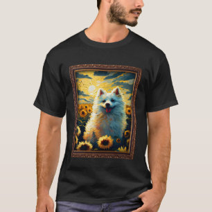 American Eskimo Painting Sunflower Flower Mom Wome T-Shirt