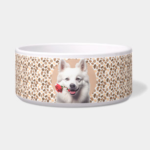 American Eskimo Personalize Photo & Name Dog  Bowl