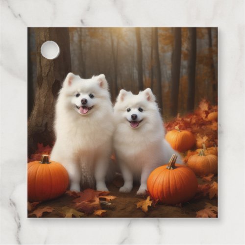 American Eskimo Puppy Autumn Delight Pumpkin Favor Tags