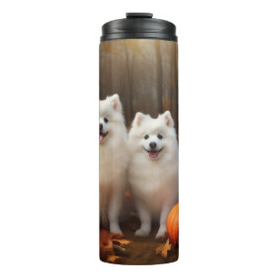 American Eskimo Puppy Autumn Delight Pumpkin Thermal Tumbler