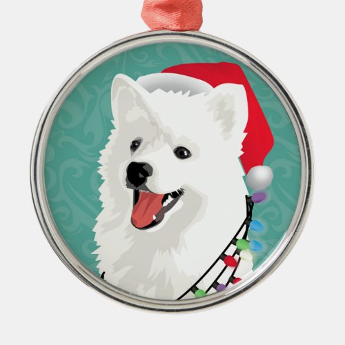 American Eskimo Samoyed Cute Puppy Dog Christmas Metal Ornament