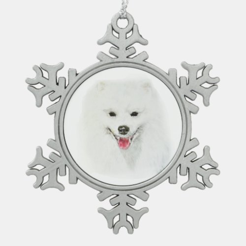 American Eskimo Snowflake Pewter Christmas Ornament