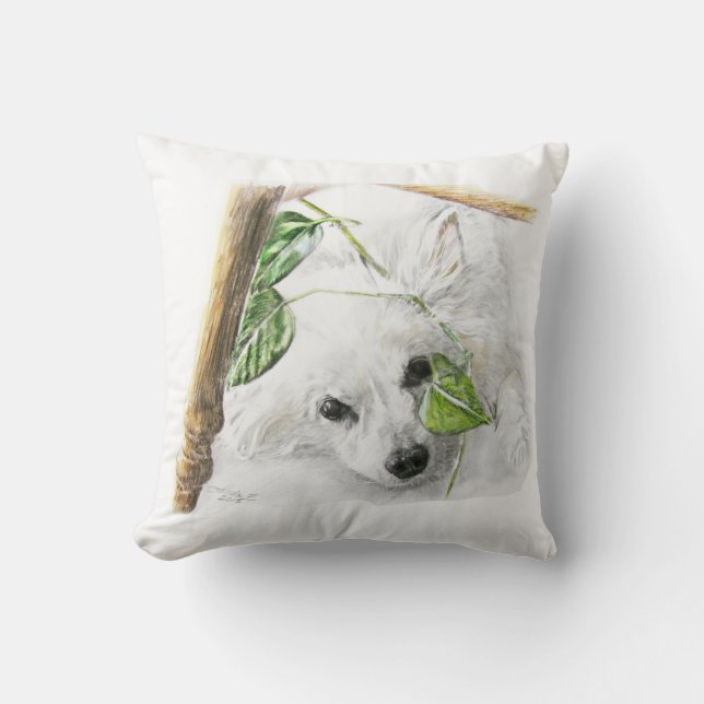 American Eskimo Throw Pillow (Front)