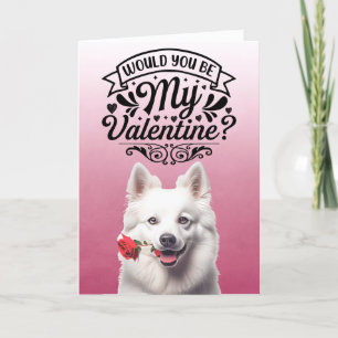 American Eskimo with rose Custom Valentine's Day Holiday Card